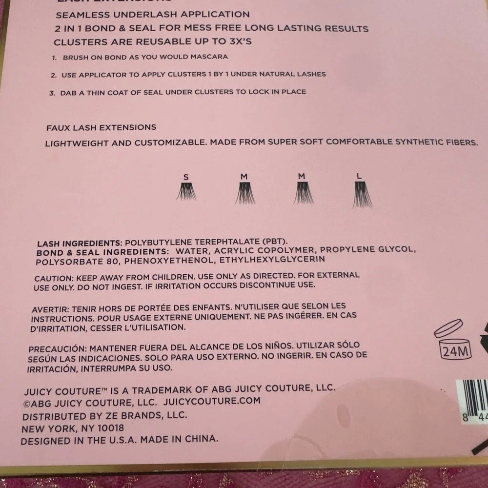 NEW Juicy Couture DIY Lash‎ Extension Kit 48 Clusters Bond Seal Applicator